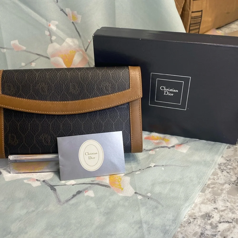 Christian Dior Vintage Honeycomb Bifold Long Wallet